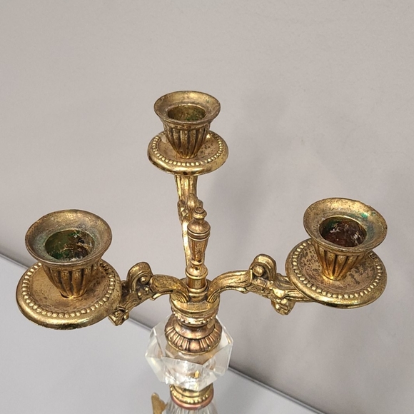 Vintage Brass Swan Base 3 Arm Candelabra 15" - Picture 7 of 12